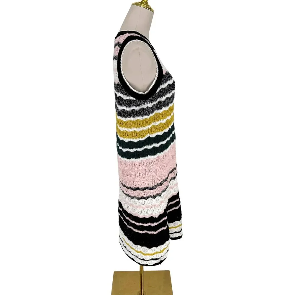 Anthro Akemi Kin Crochet Knit Dress XL April Sleeveless Striped Retro Fitted NWT - Picture 8 of 11